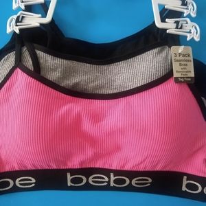 Bebe' Seamless Sports Bra Set of 3 Size M Medium